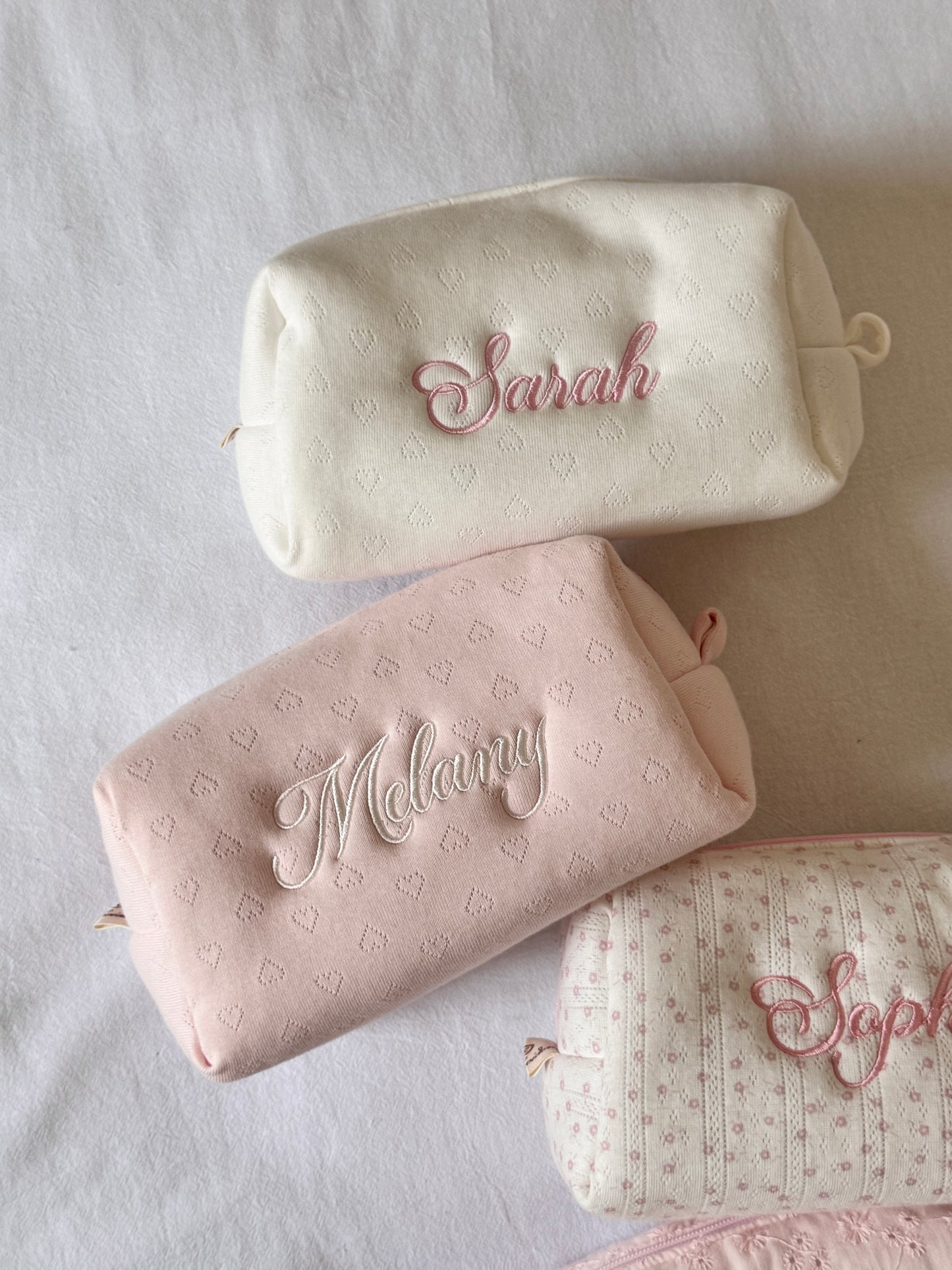 Makeup Pouch - Blush Hearts - Custom Name