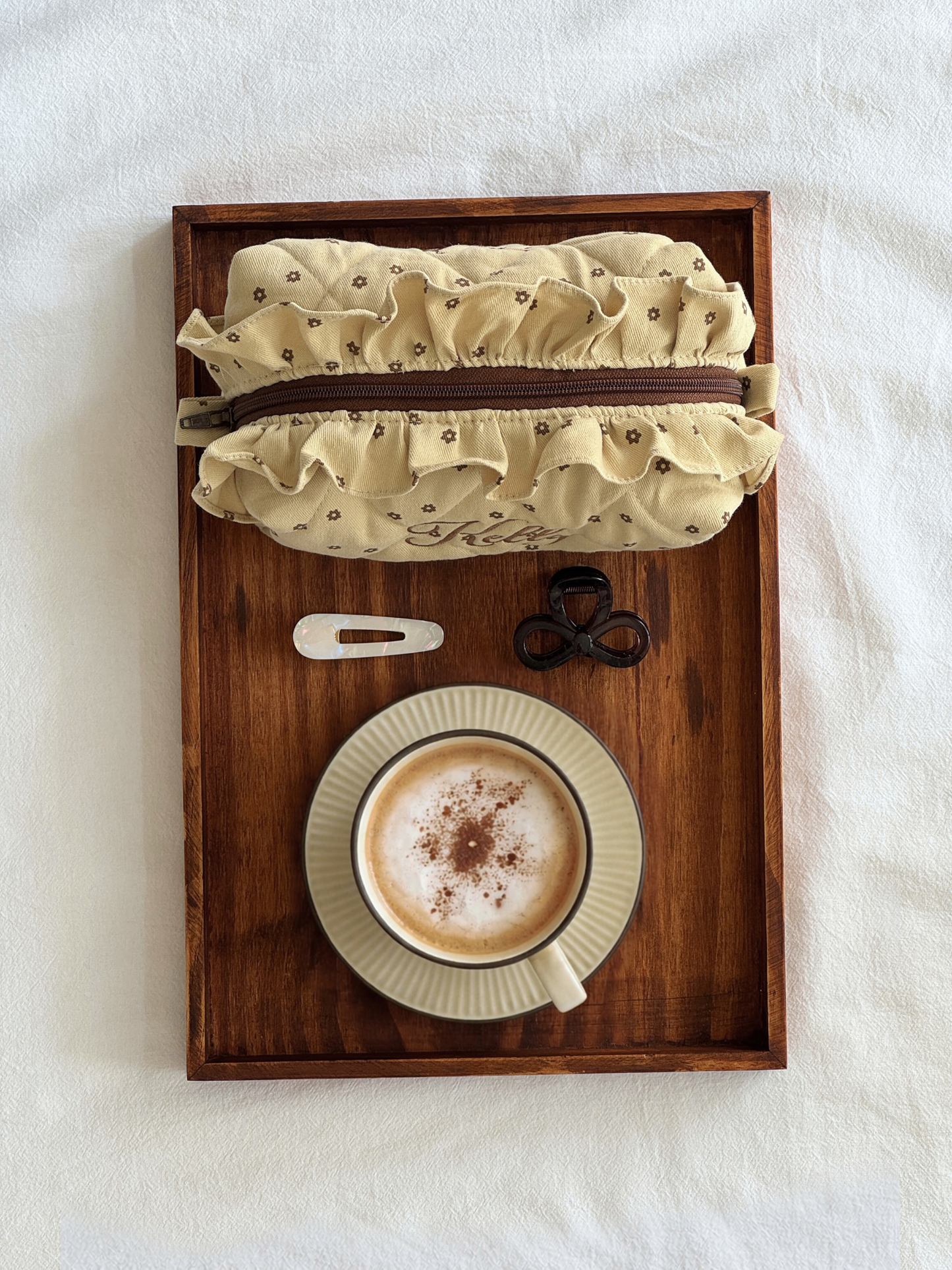 Makeup Pouch - Cappuccino 2 - Custom Name