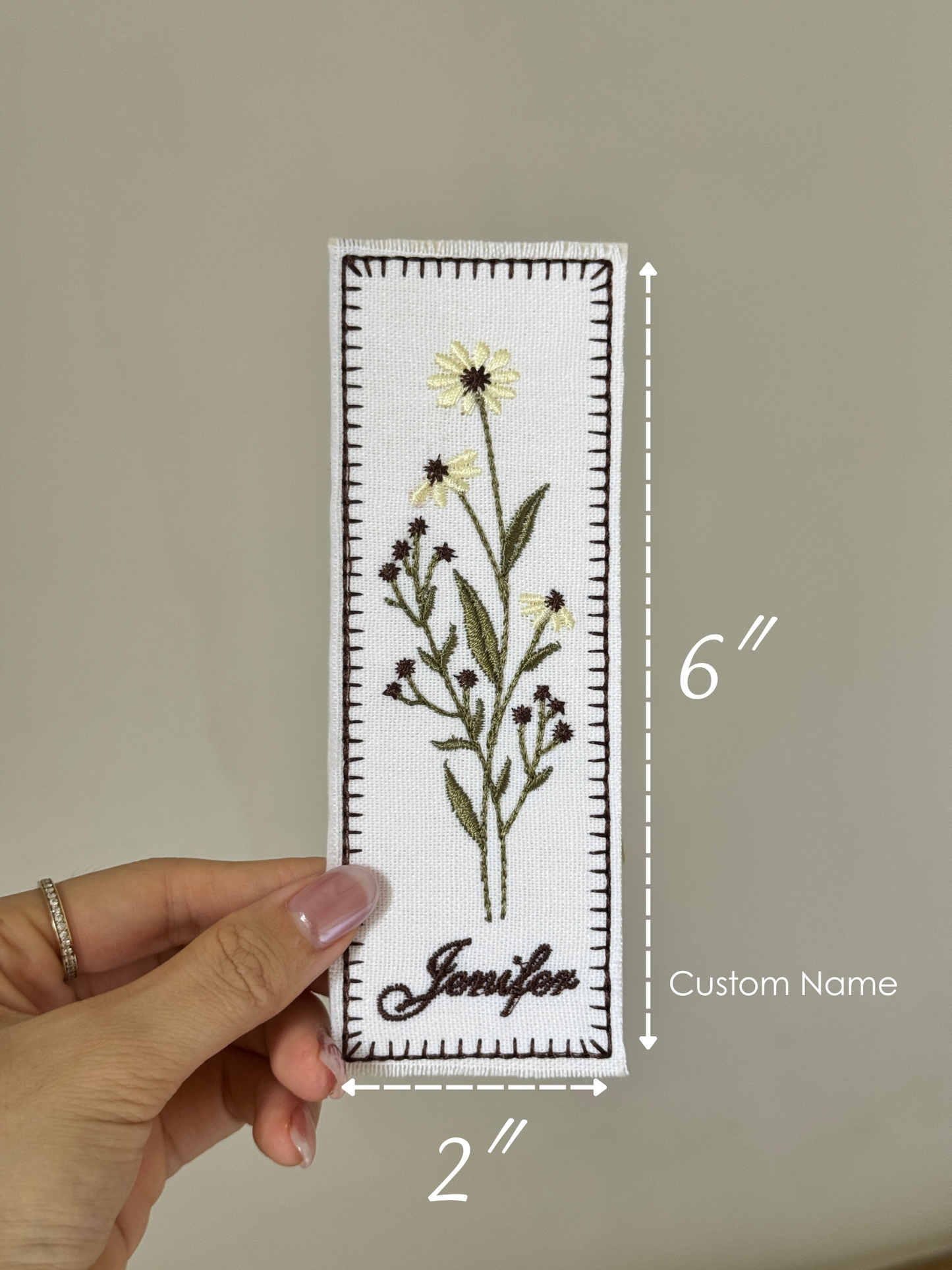 Embroidered Bookmark - Daisy
