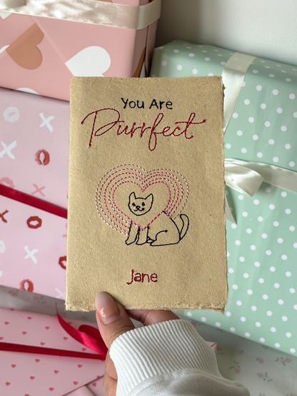 Embroidered Love Card - Purrfect