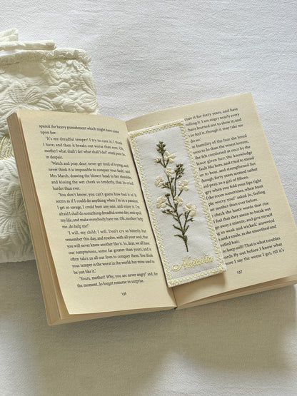 Embroidered Bookmark - White Garden