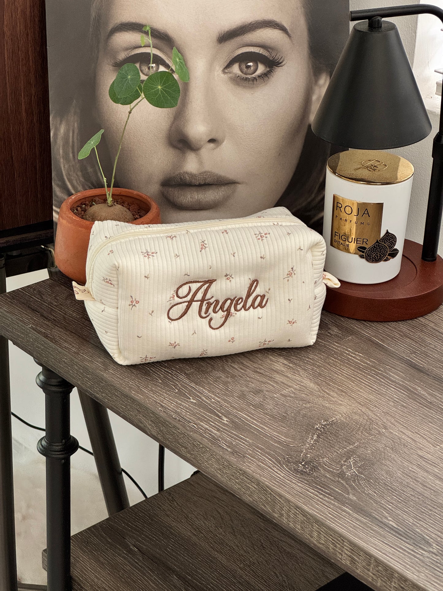 Makeup Pouch - Cottage Blossom - Custom Name