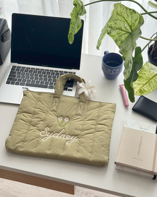 Laptop Sleeve - Olive - Custom Name