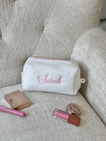 Makeup Pouch - Blush Hearts - Custom Name