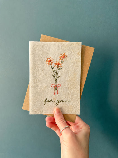 Embroidered Card - For You
