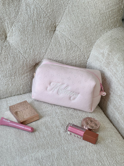 Makeup Pouch - Soft Heart - Custom Name