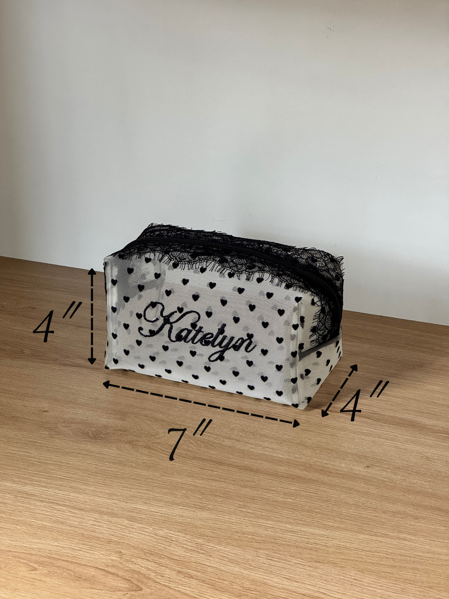 Makeup Pouch - Pretty in Lace - Custom Name