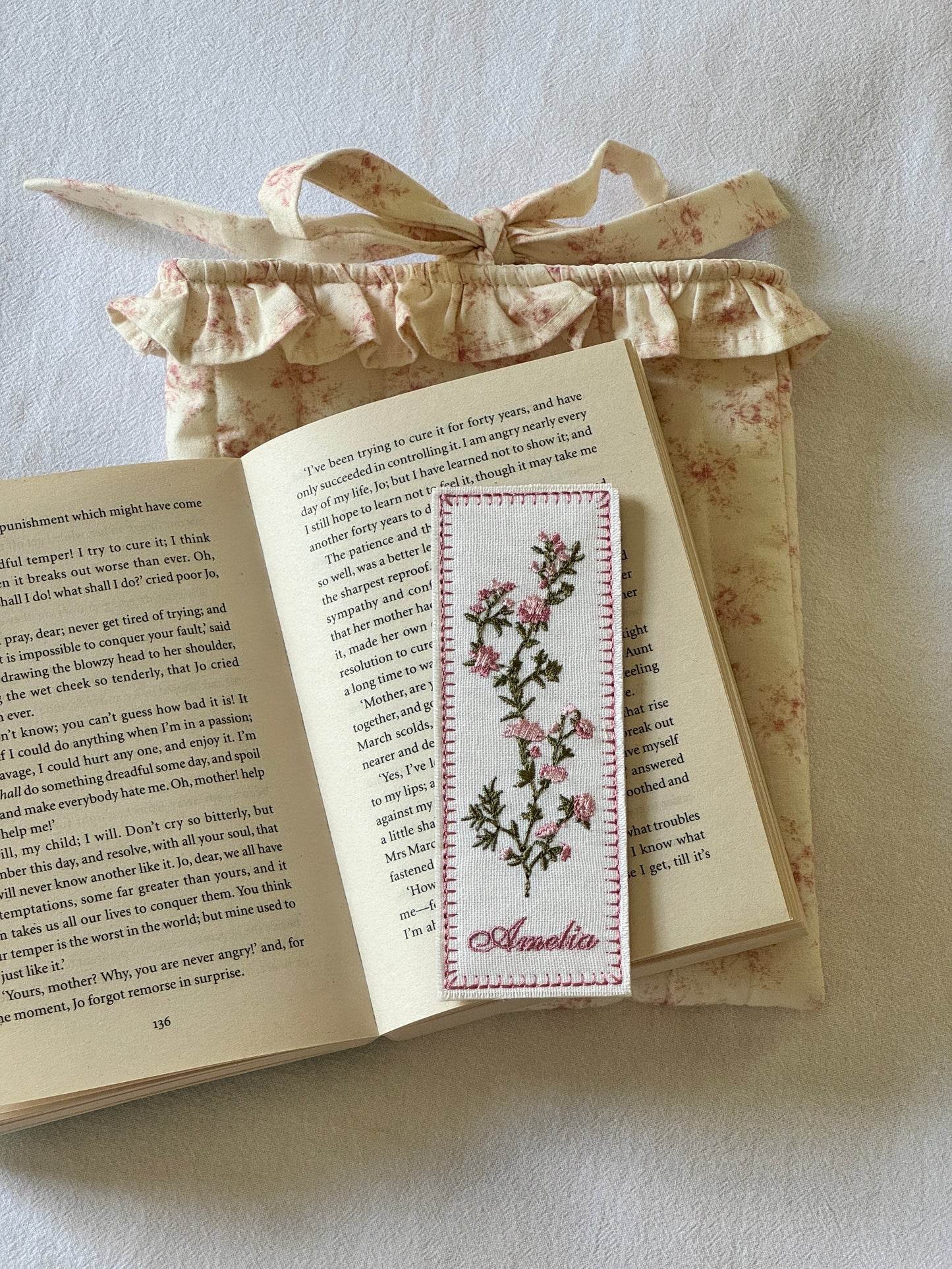 Embroidered Bookmark - Poetic Bloom