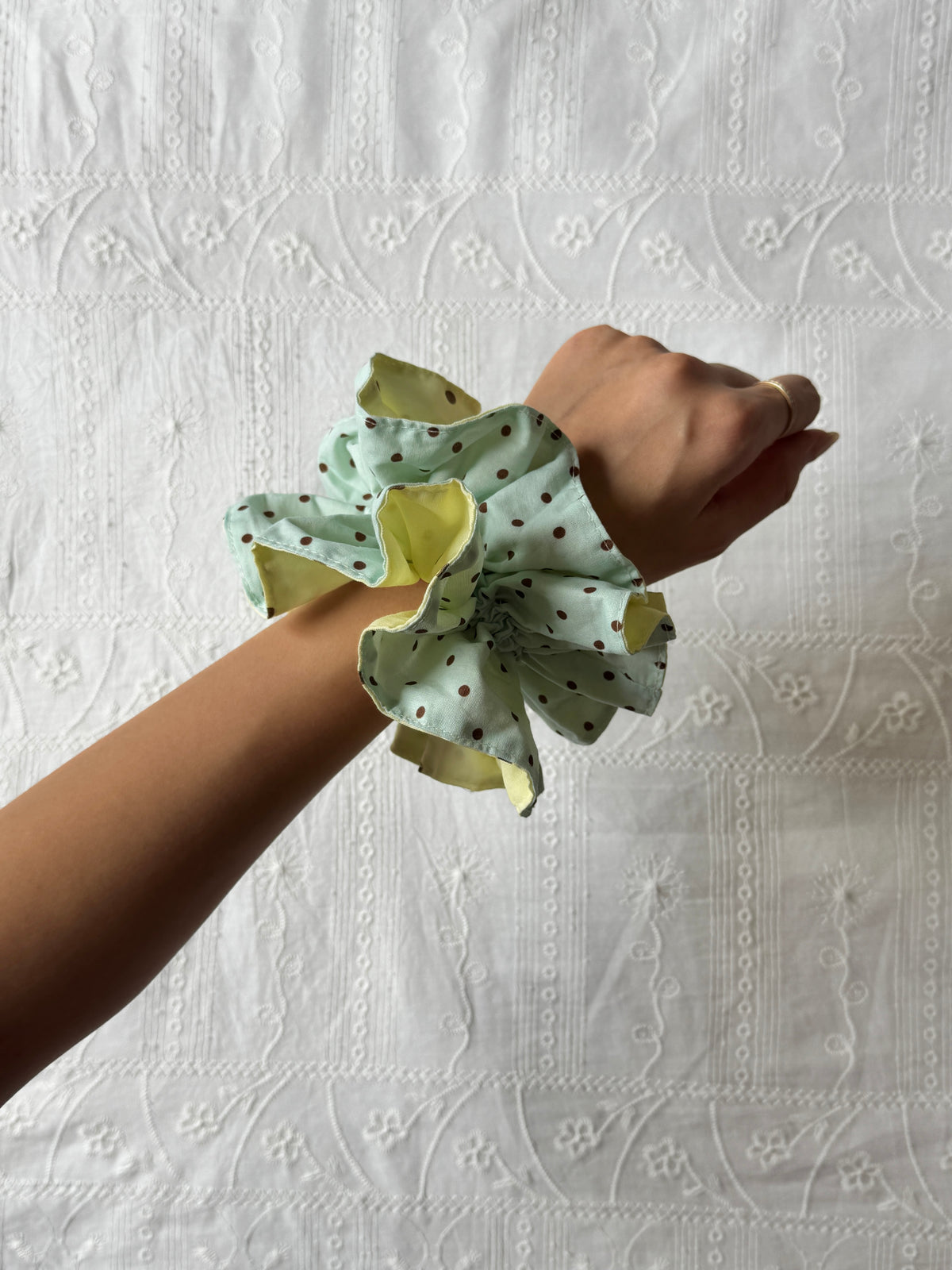 Scrunchie - Polka Yellow & Blue