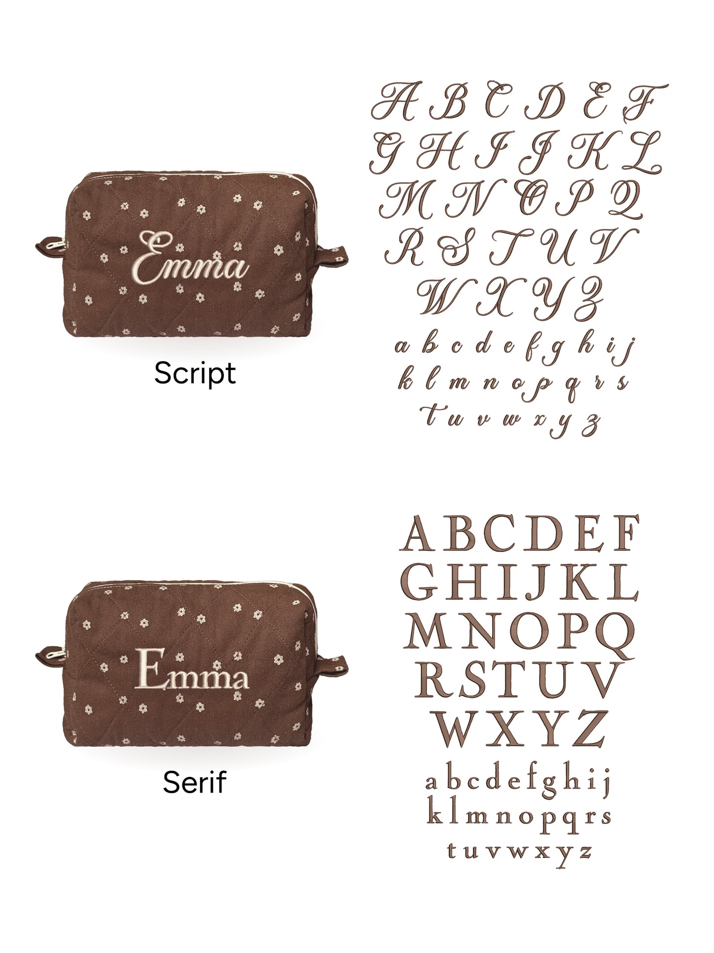 Makeup Pouch - Cocoa - Custom Name