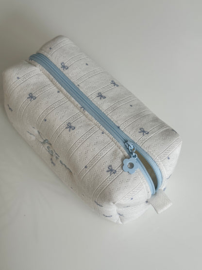 Makeup Pouch - Blue Ribbon - Custom Name