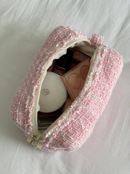 Makeup Pouch - Blush Tweed - Custom Name