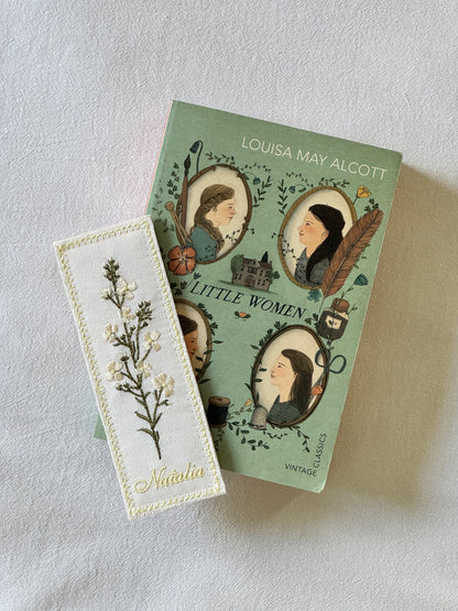 Embroidered Bookmark - White Garden