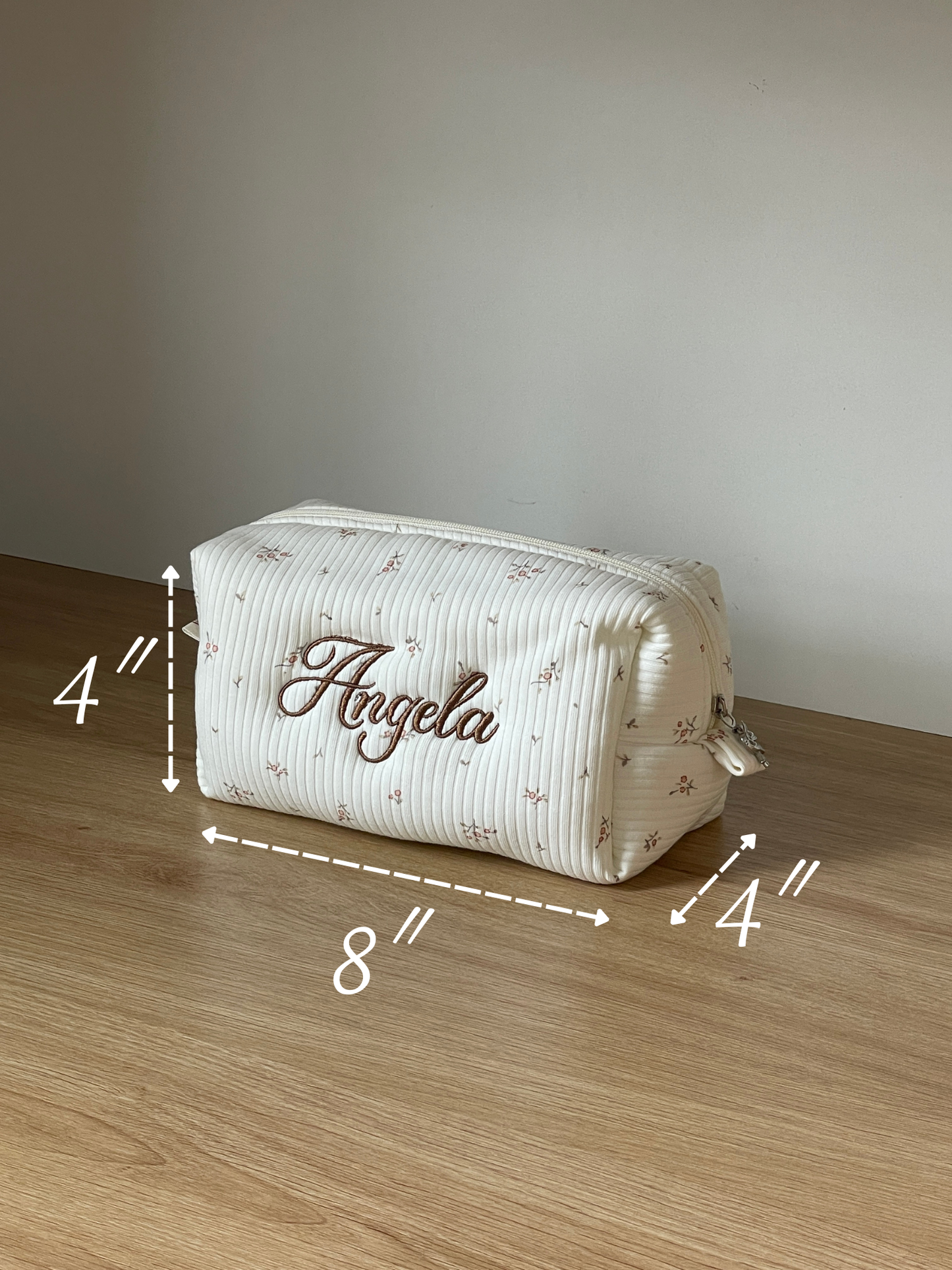 Makeup Pouch - Cottage Blossom - Custom Name