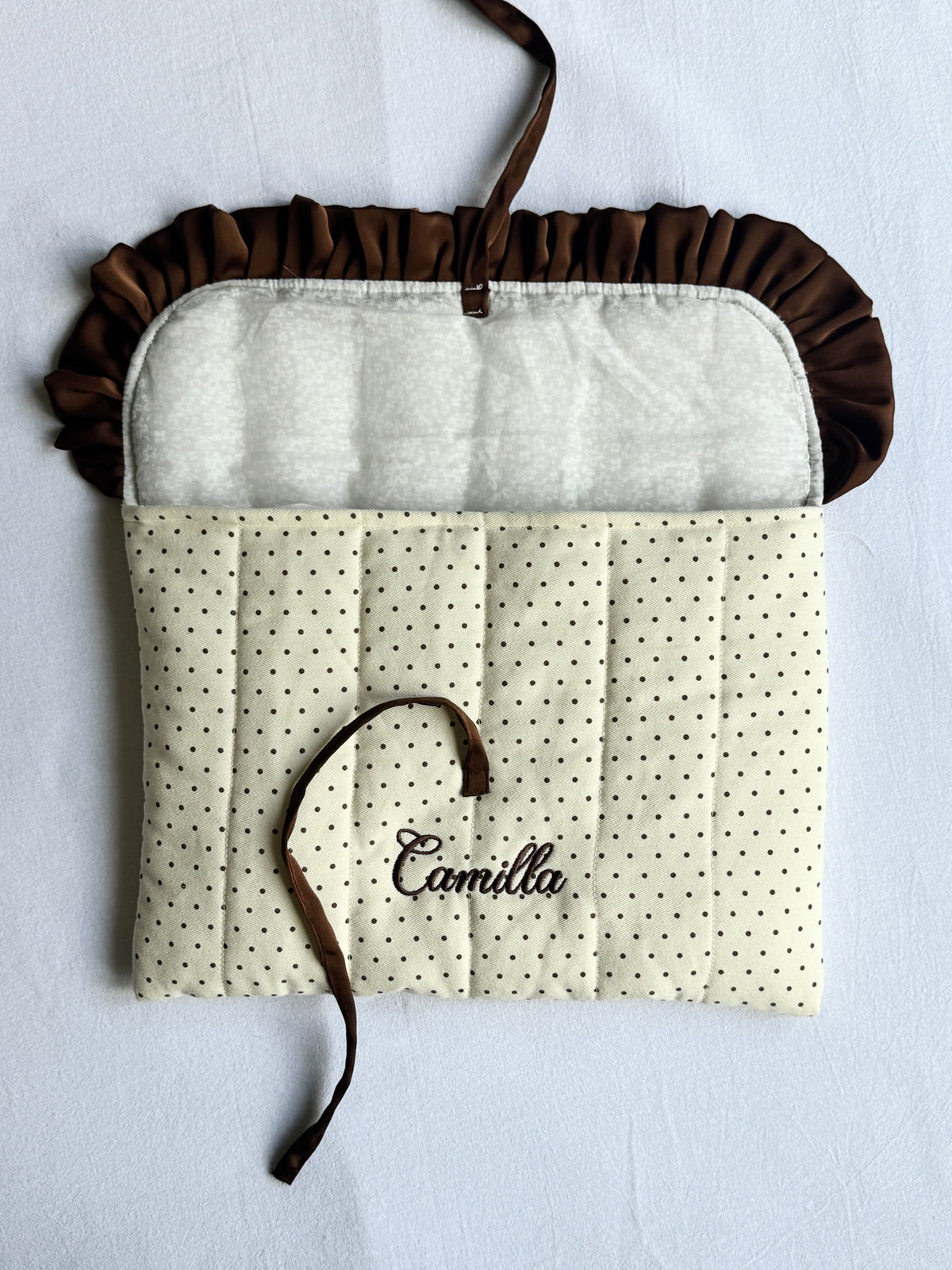 Laptop Sleeve - Polka Satin Ruffle - Custom Name