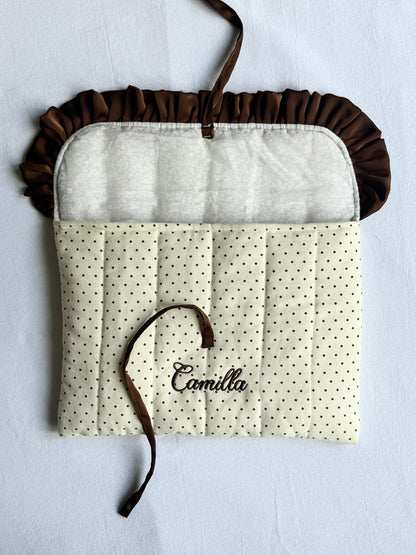 Laptop Sleeve - Polka Satin Ruffle - Custom Name