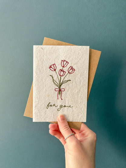 Embroidered Card - For You