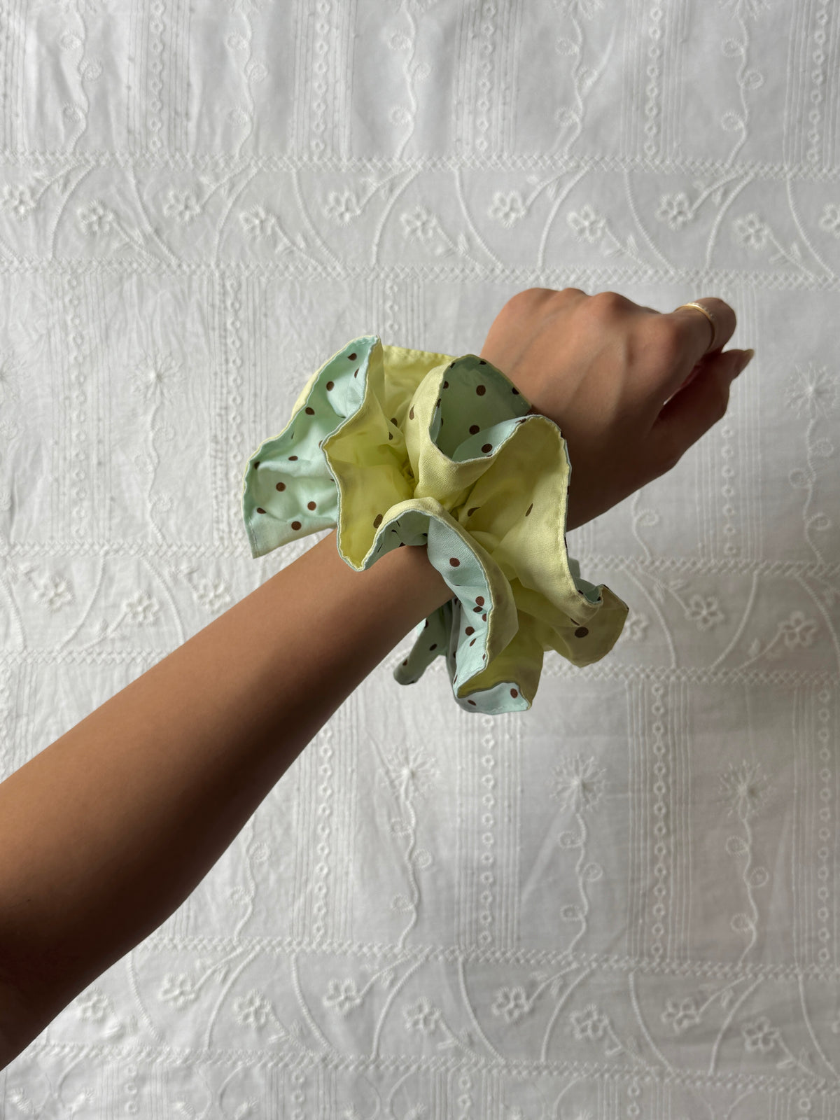 Scrunchie - Polka Yellow & Blue