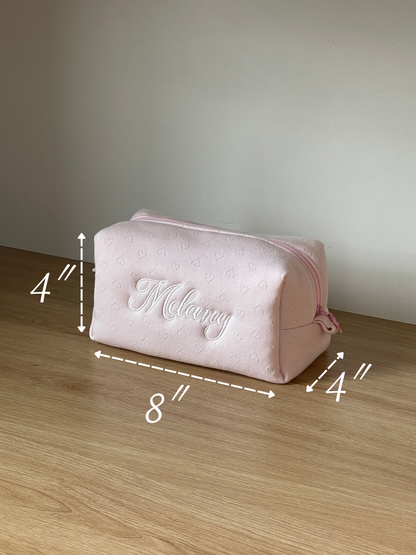 Makeup Pouch - Soft Heart - Custom Name