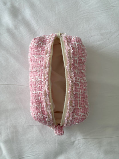 Makeup Pouch - Blush Tweed - Custom Name
