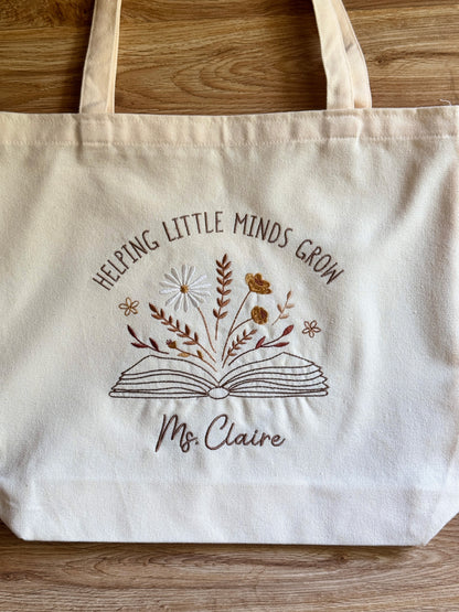 Tote - "Helping Little Minds Grow" - Customizable