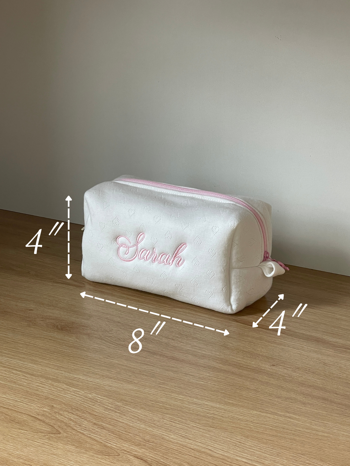 Makeup Pouch - Blush Hearts - Custom Name