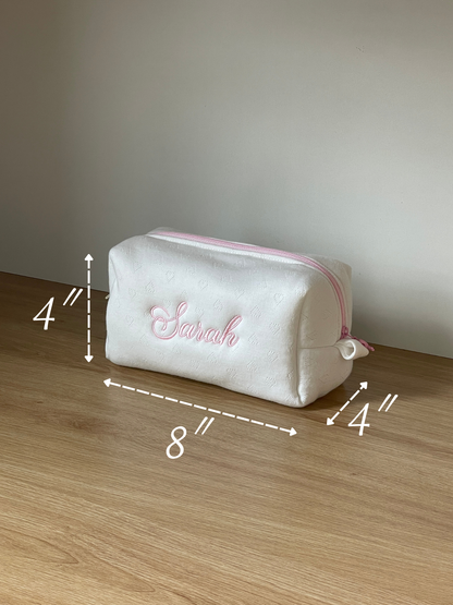 Makeup Pouch - Blush Hearts - Custom Name