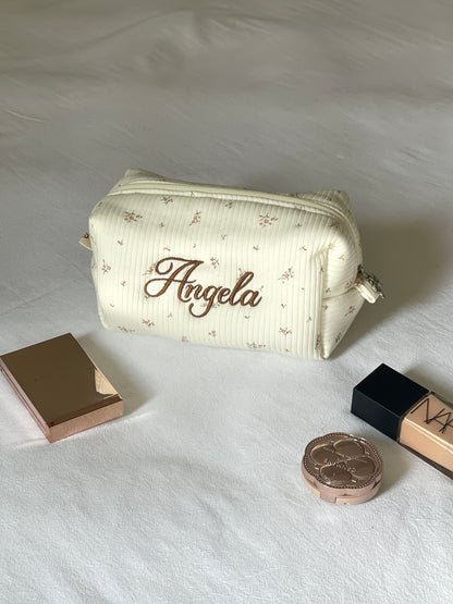 Makeup Pouch - Cottage Blossom - Custom Name