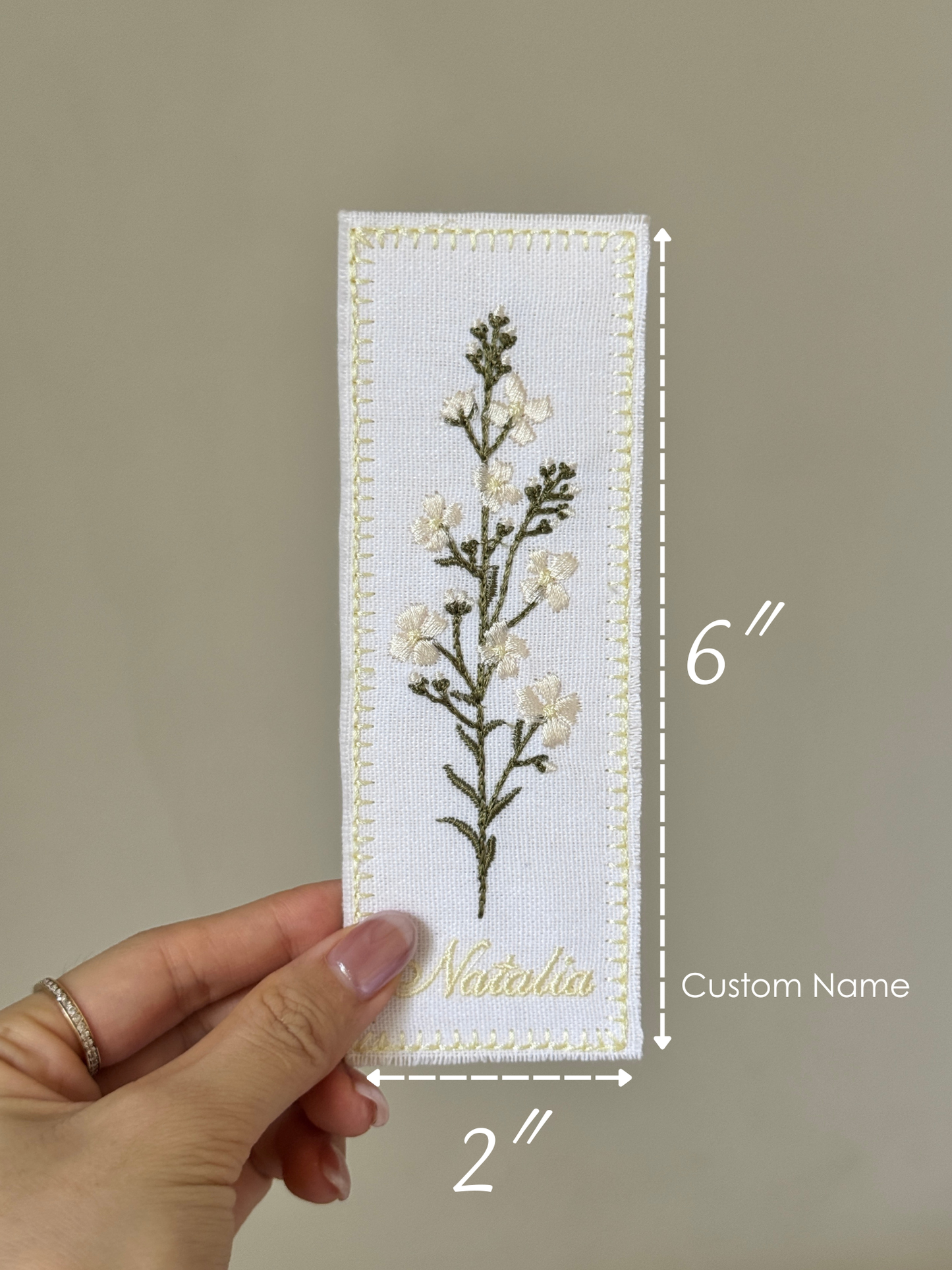Embroidered Bookmark - White Garden