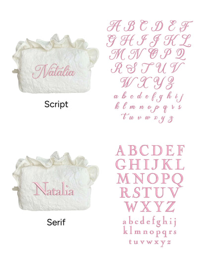 Makeup Pouch - White Garden 2 - Custom Name
