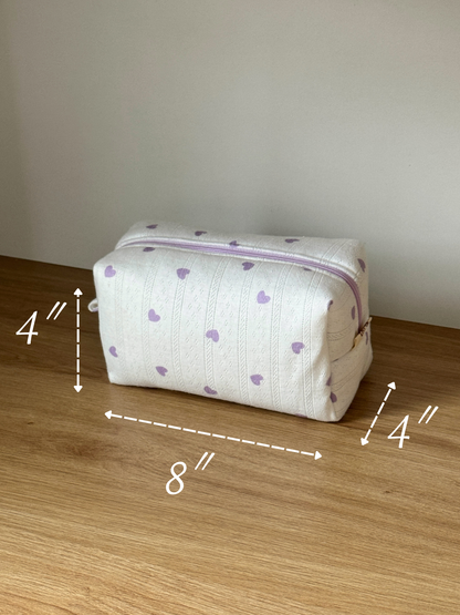 Makeup Pouch - Lavender Hearts