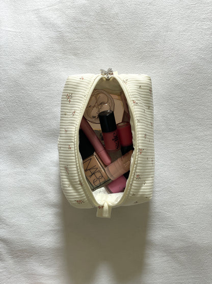 Makeup Pouch - Cottage Blossom - Custom Name