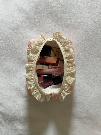 Makeup Pouch - Blush Lace - Custom Name