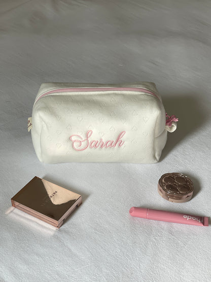 Makeup Pouch - Blush Hearts - Custom Name