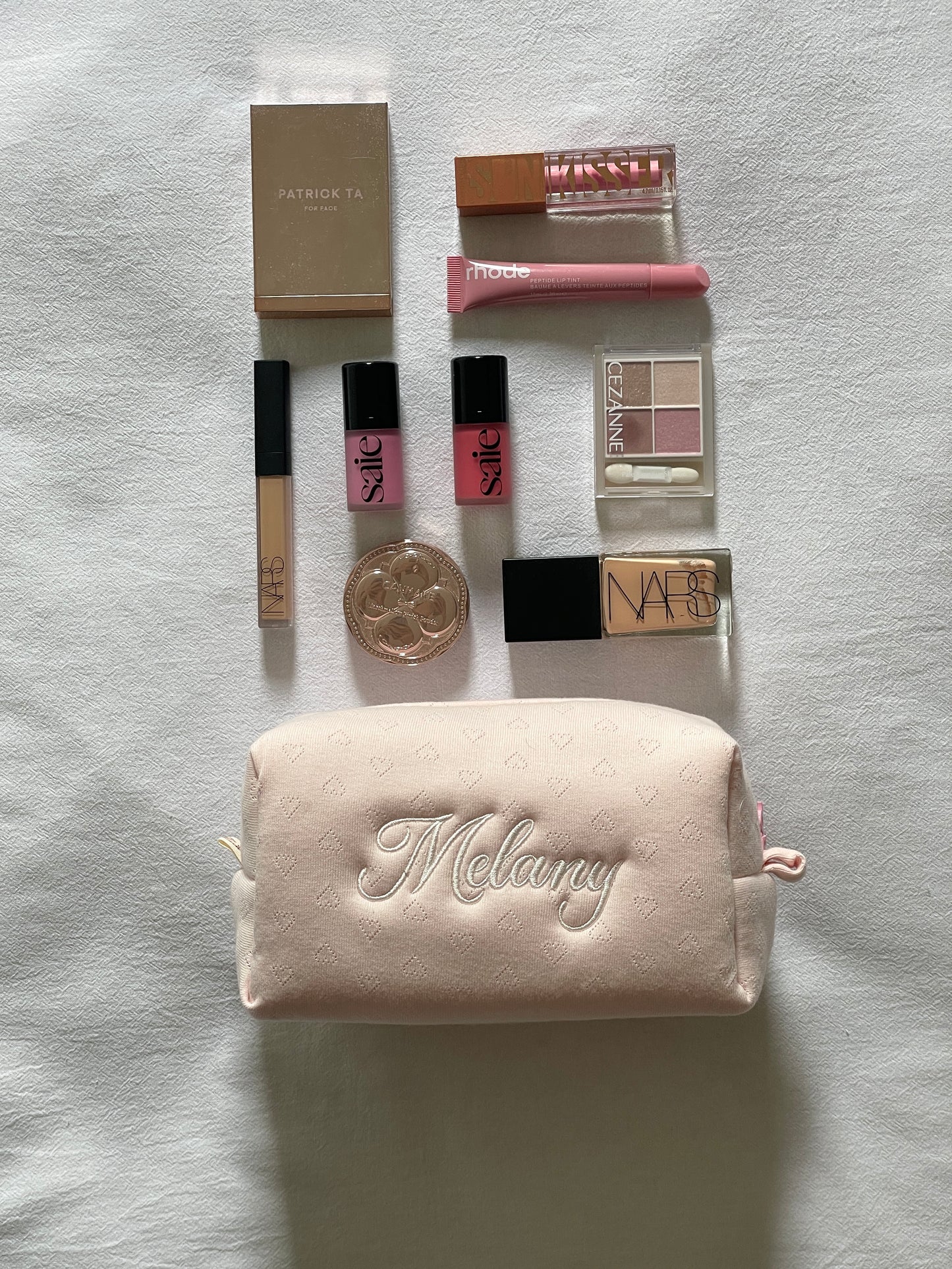 Makeup Pouch - Soft Heart - Custom Name