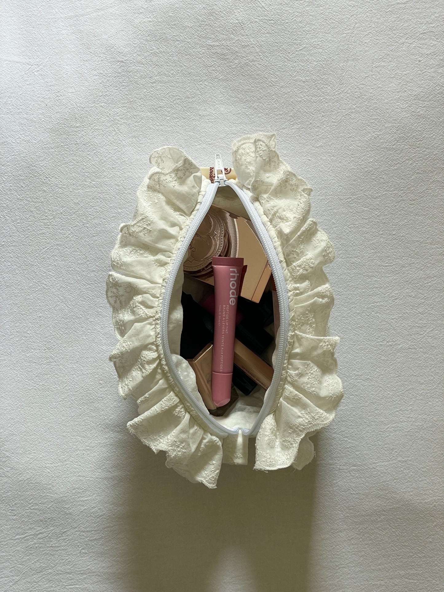Makeup Pouch - White Bloom 2 - Custom Name