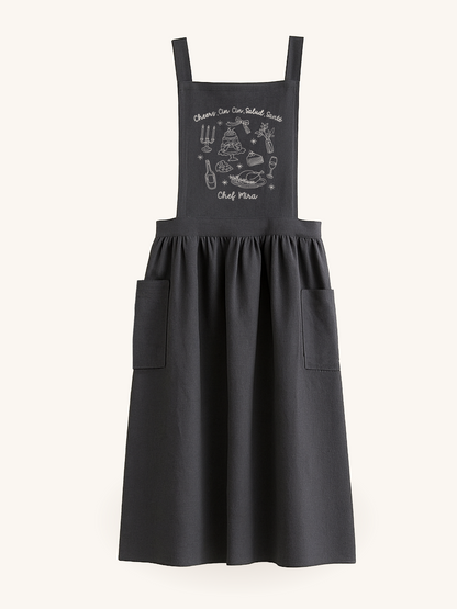 Personalized Grey Apron with Bakery Embroidery