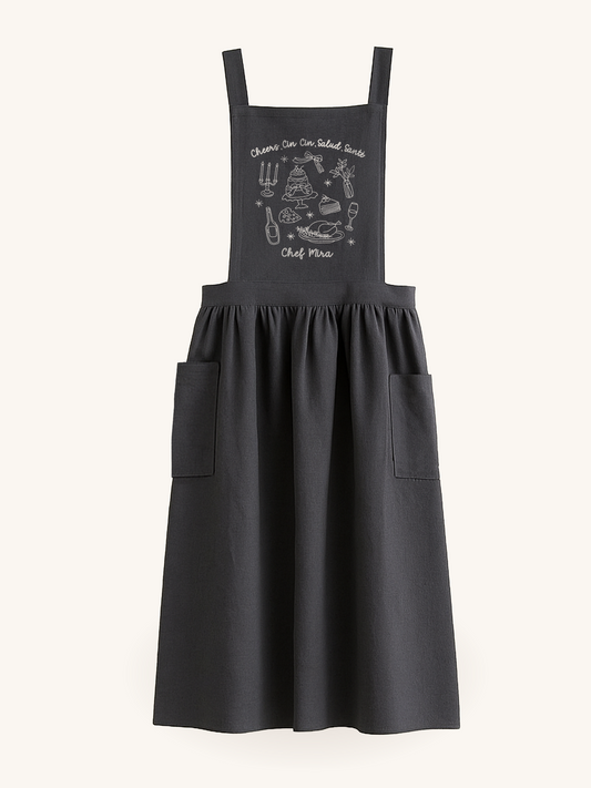 Personalized Grey Apron with Bakery Embroidery