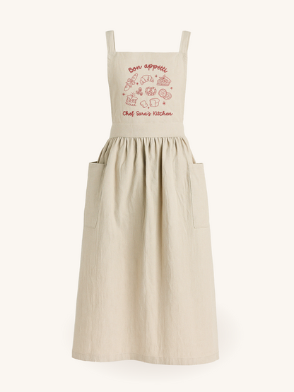 Personalized Grey Apron with Bakery Embroidery
