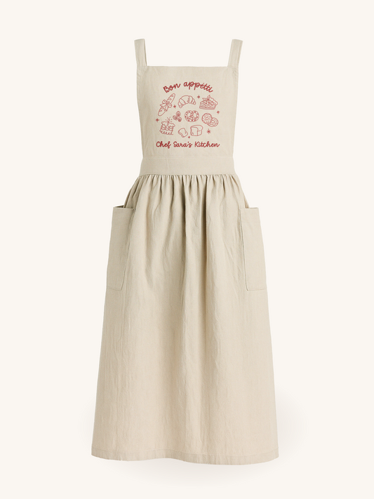 Personalized Grey Apron with Bakery Embroidery