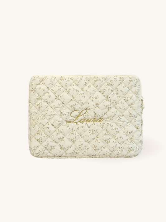 Personalized Floral Laptop Sleeve with Embroidered Name - 13 inches