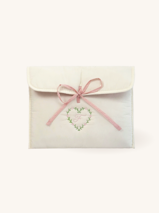 Personalized Laptop Sleeve with Embroidered Monogram & Bow - 13 inches