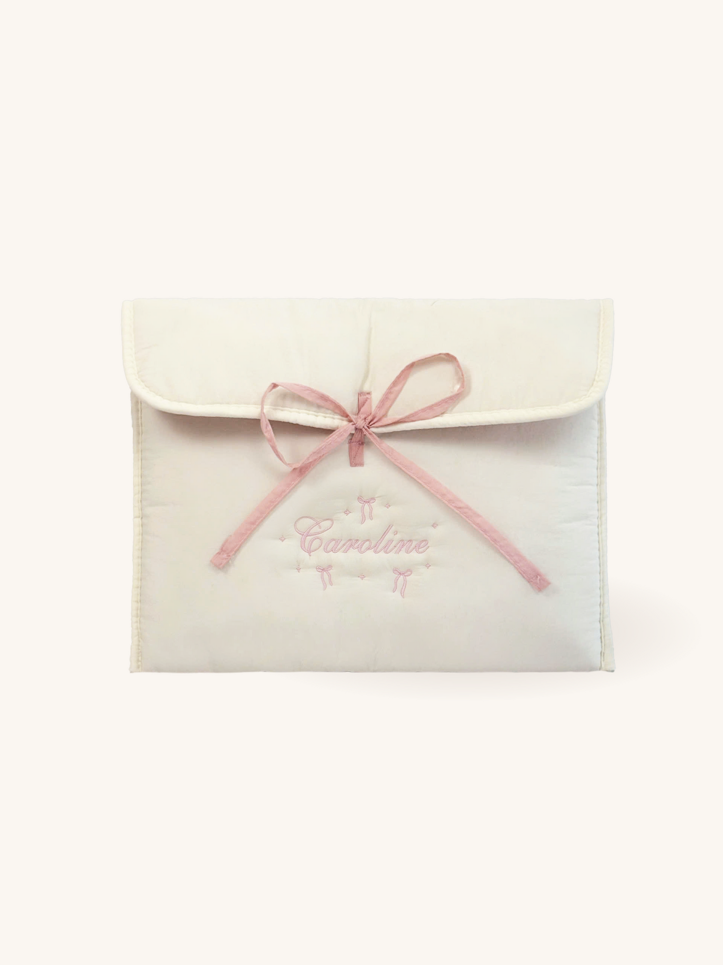 Personalized Laptop Sleeve with Embroidered Name & Bow  - 13 inches