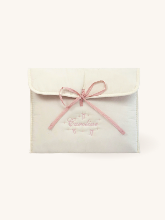 Personalized Laptop Sleeve with Embroidered Name & Bow  - 13 inches
