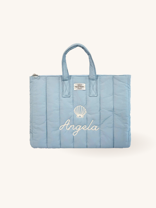 Personalized Blue Laptop Sleeve with Embroidered Name & Seashell - 13 inches