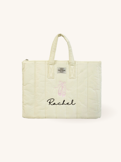 Personalized Cream Laptop Sleeve with Ballet Shoe Embroidery & Name - 13 inches