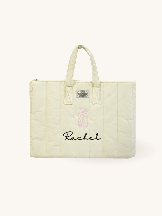 Personalized Cream Laptop Sleeve with Ballet Shoe Embroidery & Name - 13 inches