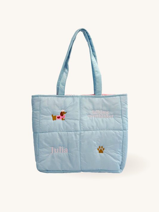 Personalized Puffer Shoulder Bag with Embroidered Name & Text - 18x15 inches