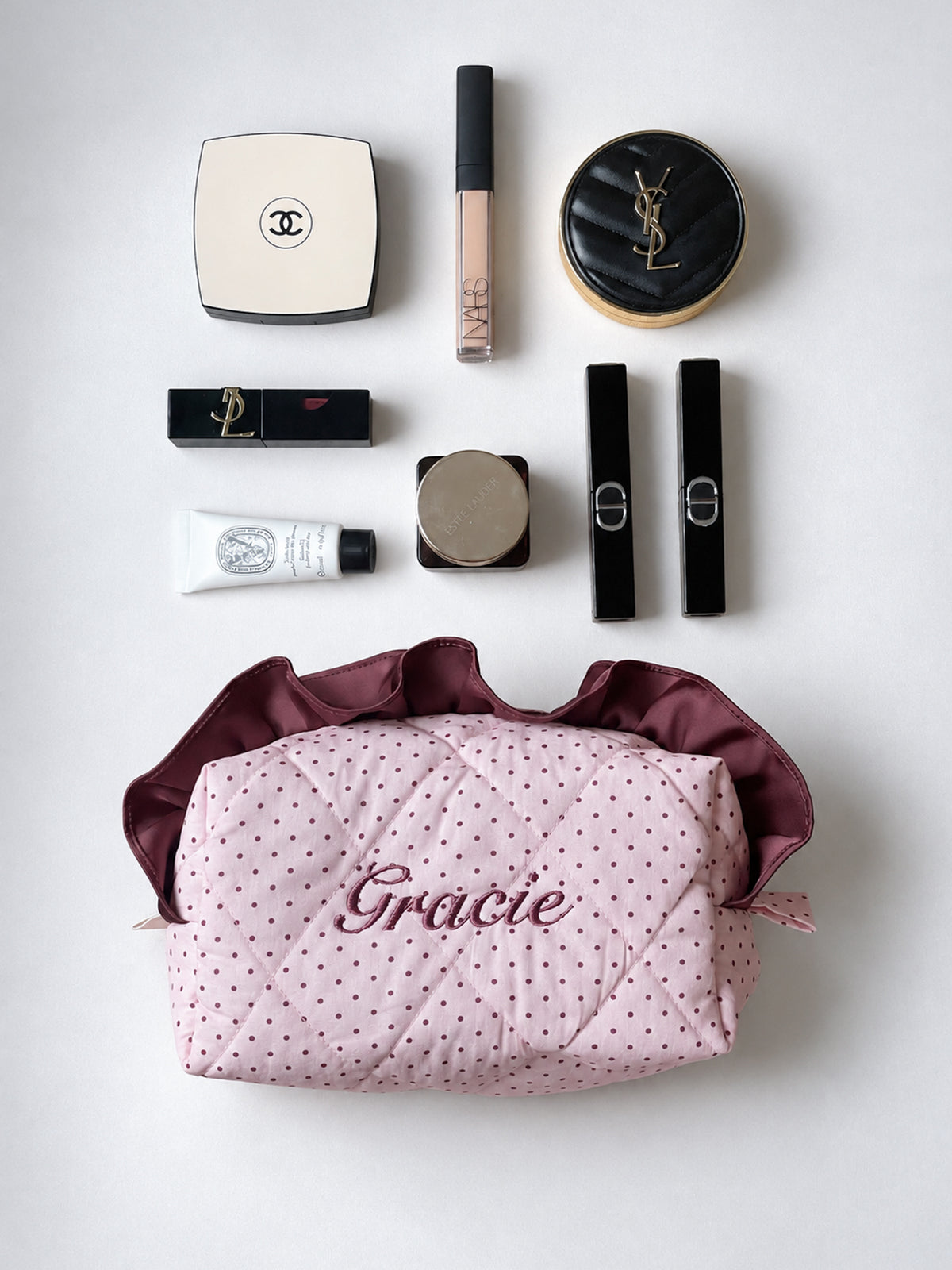 Makeup Pouch - Blush Ruffle  - Custom Name
