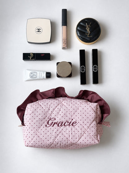Makeup Pouch - Blush Ruffle  - Custom Name